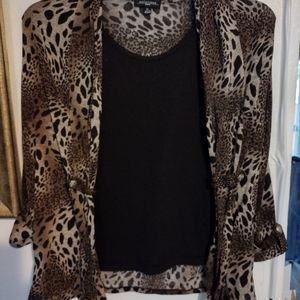 Notations leopard print shirt